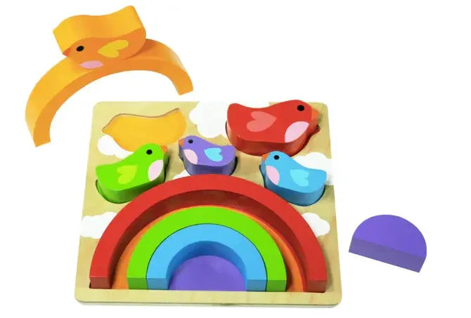 Bird And Rainbow Wooden Puzzle - Kiddie Connect by Curious Moonbeam