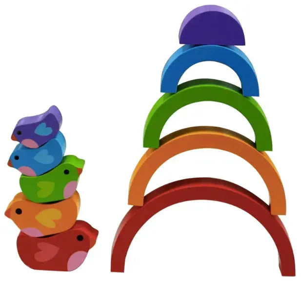 Bird And Rainbow Wooden Puzzle - Kiddie Connect by Curious Moonbeam