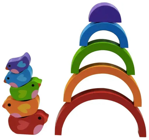Curious Moonbeam Puzzle Bird And Rainbow Wooden Puzzle - Kiddie Connect Bird And Rainbow Wooden Puzzle - Kiddie Connect