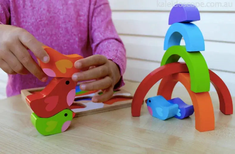Bird And Rainbow Wooden Puzzle - Kiddie Connect by Curious Moonbeam
