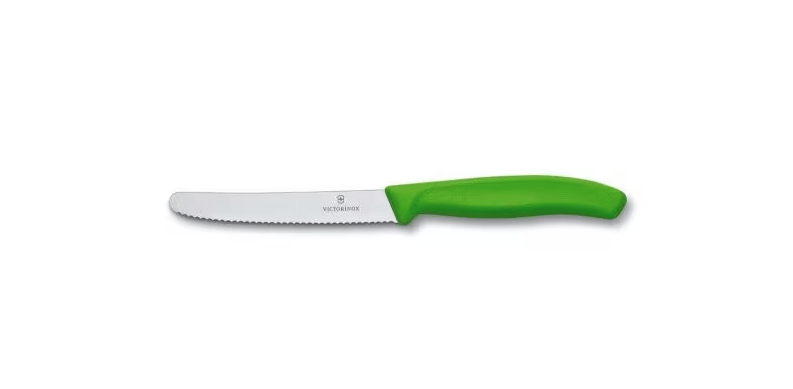 Victorinox Victorinox Knives Victorinox Tomato & Sausage Knife 6.7836 - 11cm Green Handle Victorinox Tomato and Sausage Knife 11cm Green Handle