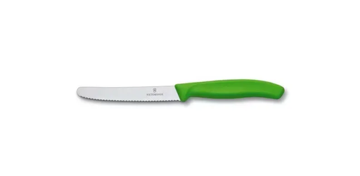 Victorinox Victorinox Knives Victorinox Tomato & Sausage Knife 6.7836 - 11cm Green Handle Victorinox Tomato and Sausage Knife 11cm Green Handle