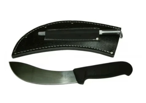 Victorinox Skinning Set featuring a skinner knife with a leather sheath and sharpening steel, perfect for outdoor use.