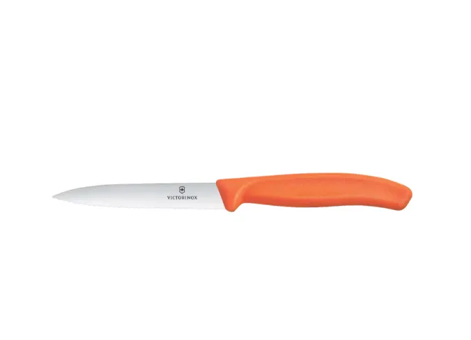 Victorinox Vegetable Knife 6.7739 - 10cm Wavy Blade New Orange Handle by Victorinox
