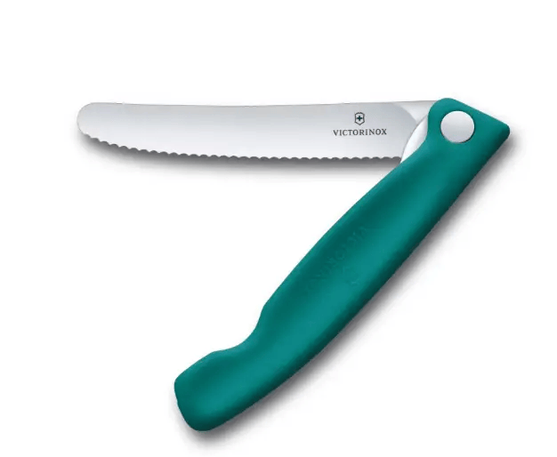 Victorinox Victorinox Knives Victorinox Folding Picnic Knife With Wavy Blade And Green Handle Victorinox Folding Picnic Knife With Wavy Blade