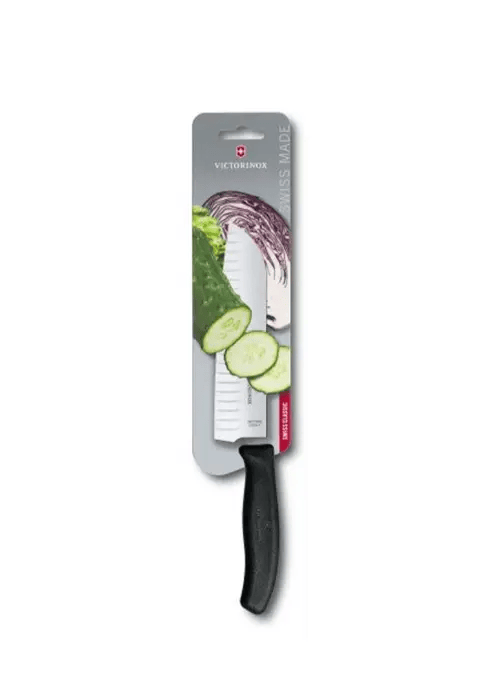 Victorinox Victorinox Knives Victorinox Santoku Knife 17 cm Fluted Swiss Classic Black Blister Victorinox Santoku Knife 17 cm Fluted Swiss Classic Black Blister