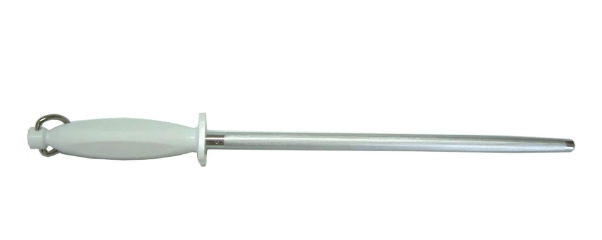 Egginton Butchers Steel Plastic Handle P202 #5 300mm sharpening steel with a white polypropylene handle.