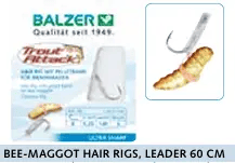 Balzer Fishing Lures Pack of 5 Leader Rig/trace with Silicone Ring & Hook for maggots and worms (Trout/Salmon) 60cm 0.20 & 0.22mm options Pack of 5 Leader Rig/trace with Silicone Ring & Hook for maggots and worms (Trout/Salmon) 60cm 0.20 & 0.22mm options