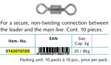 Balzer Fishing Swivel's and clips 8kg Micro Swivel pack of 10 8kg Micro Swivel pack of 10