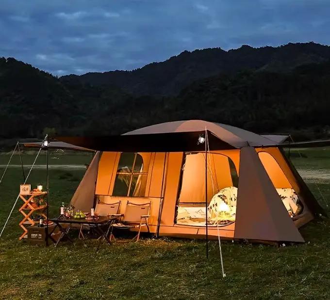 Family Tent Double Layers Waterproof Tent Manual pole setup PU3000+ LCF01633 by ECOTREK