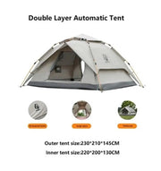 Double Layer Camping Tent Waterproof Pop-up Tent 3-4 Person DYLF94225 by ECOTREK