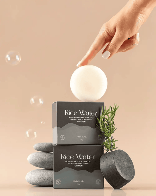 NaturalCare Rice Water Rosemary Tea Tree Oil Mens Shampoo Bar Set 2x70g Rice Water Rosemary Tea Tree Oil Shampoo Bar Set 2x70g