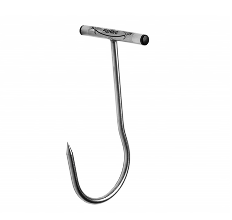 Black Pete Meat Hook T Style 125mm, stainless steel hook with T-handle for fishing, strong and durable design.
