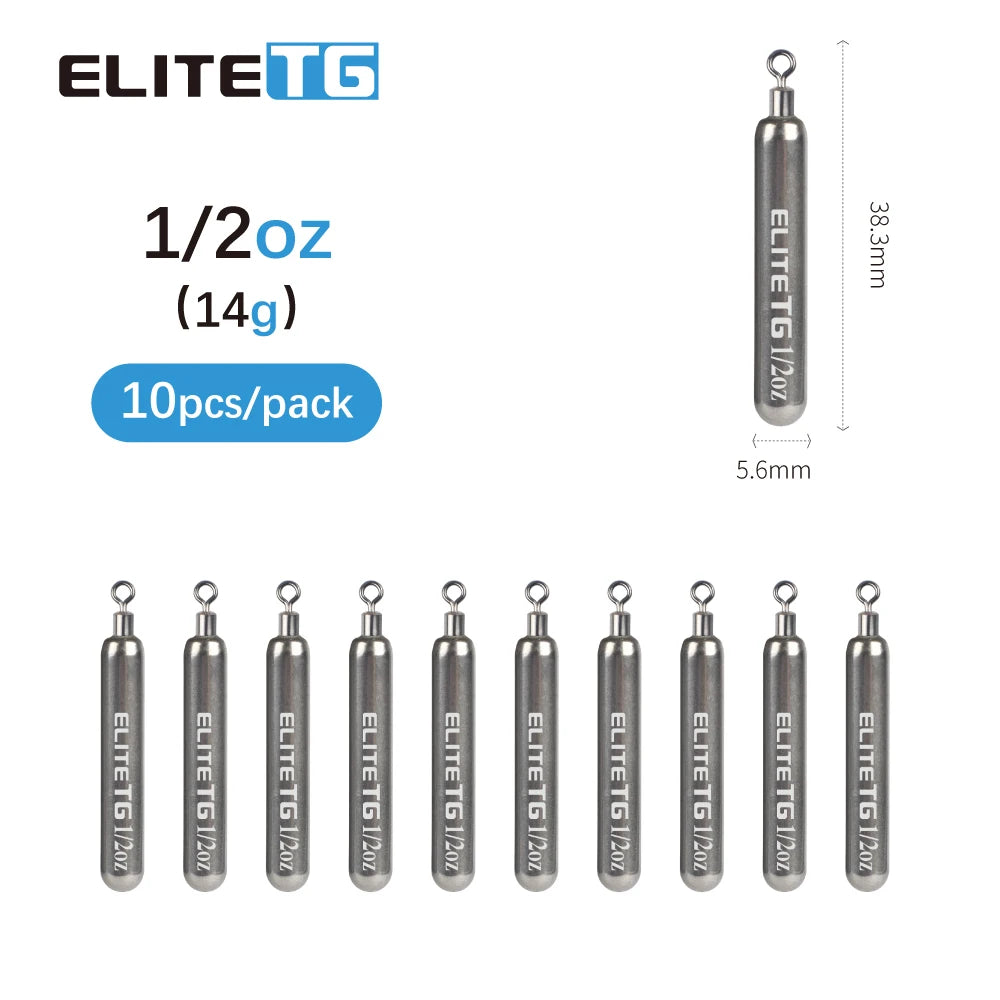 Elite TG 10PCS Tungsten Skinny Drop Shot Sinker,1.8g-28g Jika/Free Rig Weights Deep Water Bass Crappie Salmon Lure Connector - Action Outdoors Kiwi