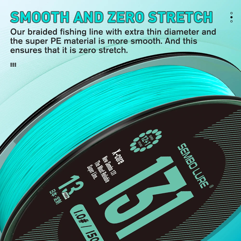 ZUKIBO Sembo 13 Strands Braided Fishing Line Performance Fiber Japan Multifilament PE Line Round Smooth，Thin，Abrasion Resistant - Action Outdoors Kiwi