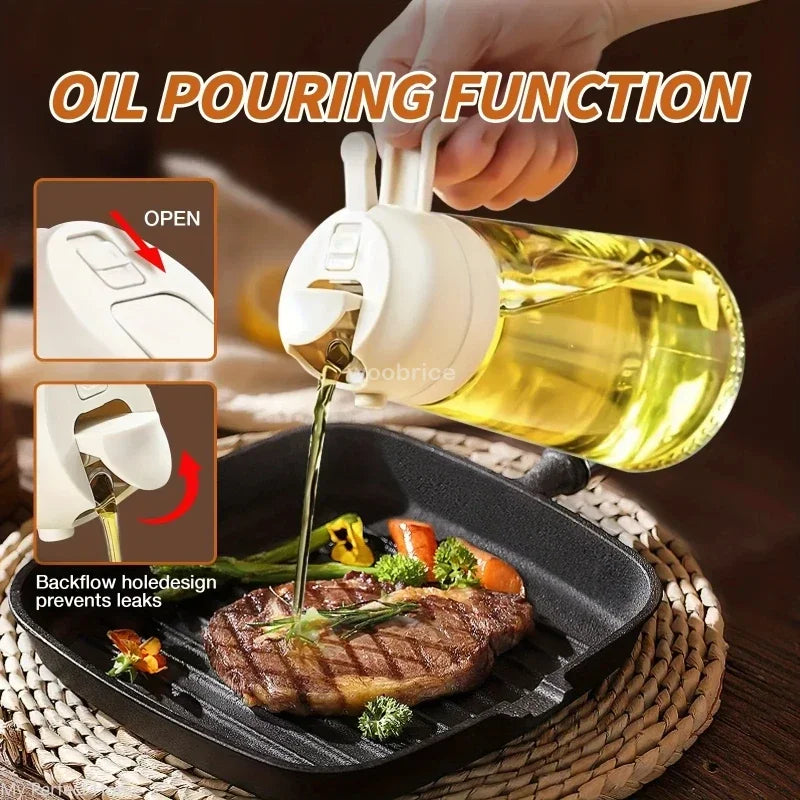 2in1 500ml Plastic Spray Oil Sprayer Bottle Spray Oil Dispenser Oil Jar Cruet BBQ Kitchen Baking Roasting Picnic Kitchen Tool - Action Outdoors Kiwi