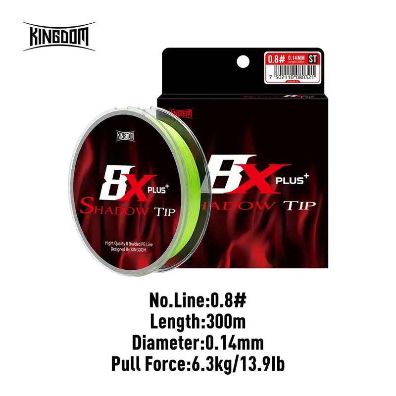 Desers Kingdom 8 Strands Shadow Tip Braided PE Line for Sea Fishing 150m 300m Green Kingdom 8 Strands Shadow Tip Braided PE Line 150m