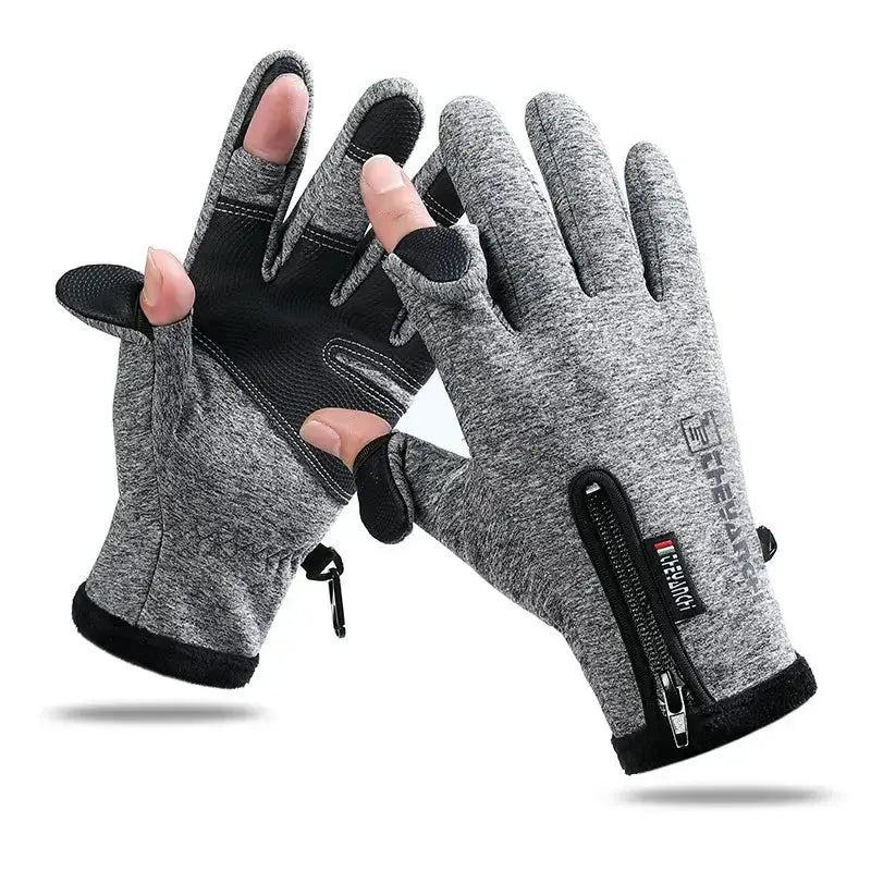 Desers Waterproof Winter Fishing Gloves With Two Finger Flip Conductive Tips Unisex Waterproof Winter Fishing Gloves Conductive Tips