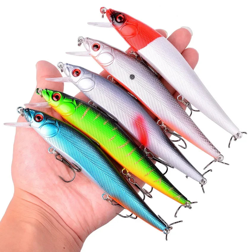 Aorace 1Pcs 14cm 21g Topwater wobbler 3D Eyes Fishing Lure Minnow Hard Bait 3 fish Hooks Crankbait Floating Fishing Tackle - Action Outdoors Kiwi