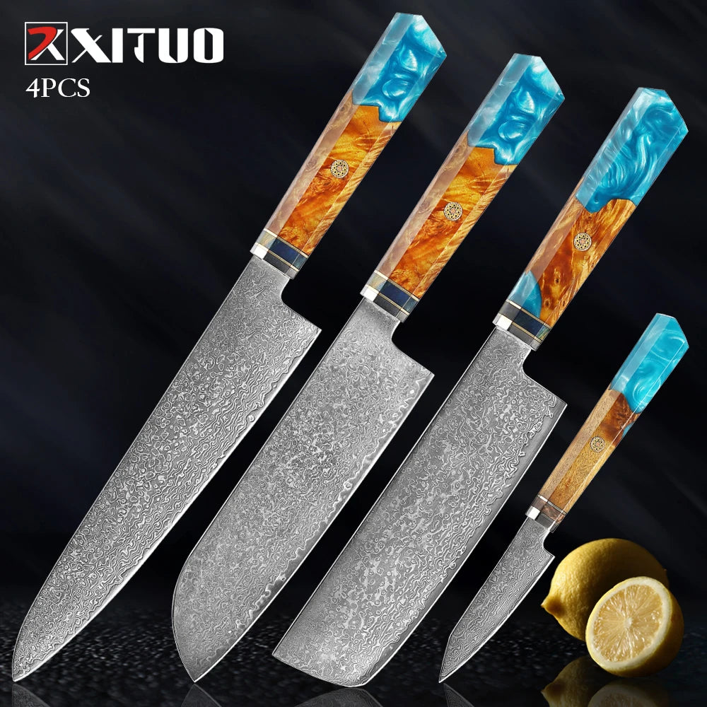 XITUO Damascus Knife Set Kitchen Knife Damascus Steel VG10 Chef Knife Santoku Knives Japanese Knife Home kitchen tools best gift - Action Outdoors Kiwi