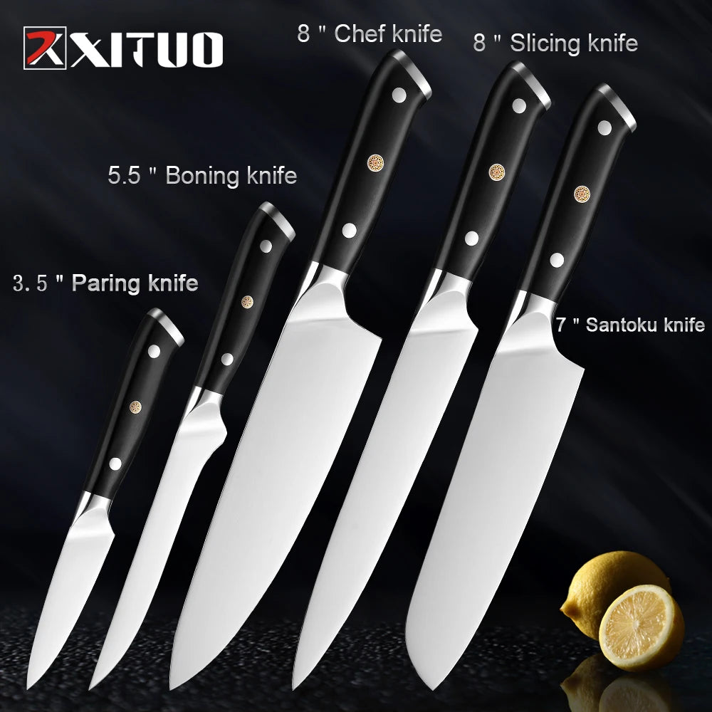 XITUO German Stainless Steel Kitchen Knife 1-7PCS Chef Knife Sharp Santoku Knife Cleaver Paring Knives Boning knife Cooking Tool - Action Outdoors Kiwi