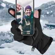 Desers Waterproof Winter Fishing Gloves With Two Finger Flip Conductive Tips Unisex Waterproof Winter Fishing Gloves Conductive Tips