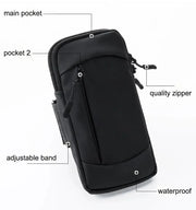 Waterproof Running Armband Phone Holder – 2 Pocket Sports Wrist Wallet for Gym & Outdoor Exercise (Fits up to 6.8” phone) RMX1603 by ECOTREK