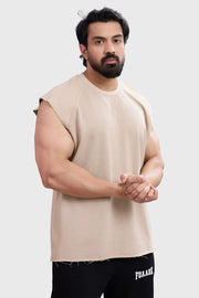 Shell Raw Capsleeves Tank Beige by Fuaark Nz