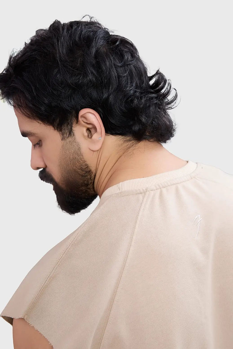 Shell Raw Capsleeves Tank Beige by Fuaark Nz