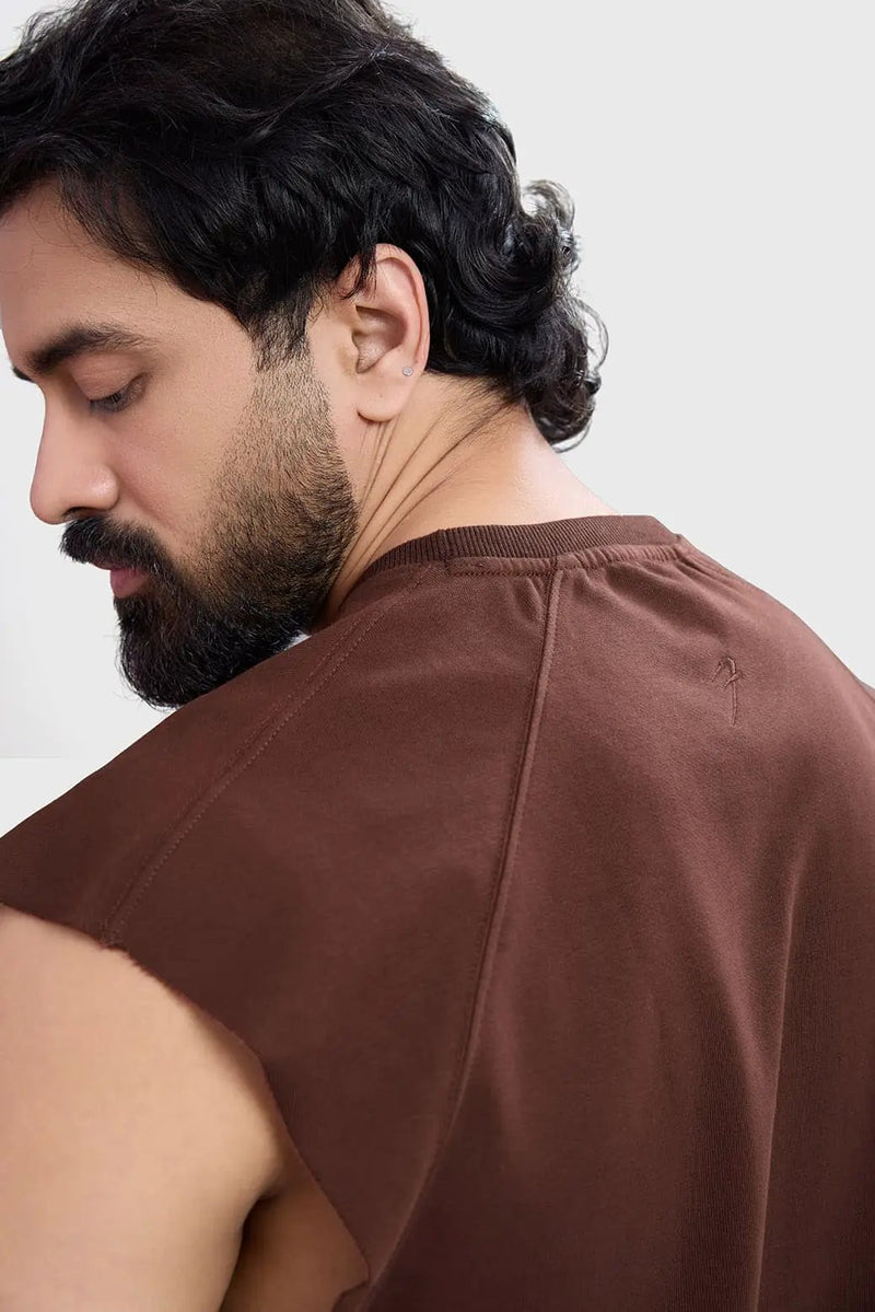 Shell Raw Capsleeves Tank Brown by Fuaark Nz