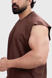 Shell Raw Capsleeves Tank Brown by Fuaark Nz