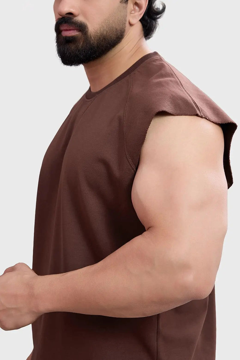 Shell Raw Capsleeves Tank Brown by Fuaark Nz