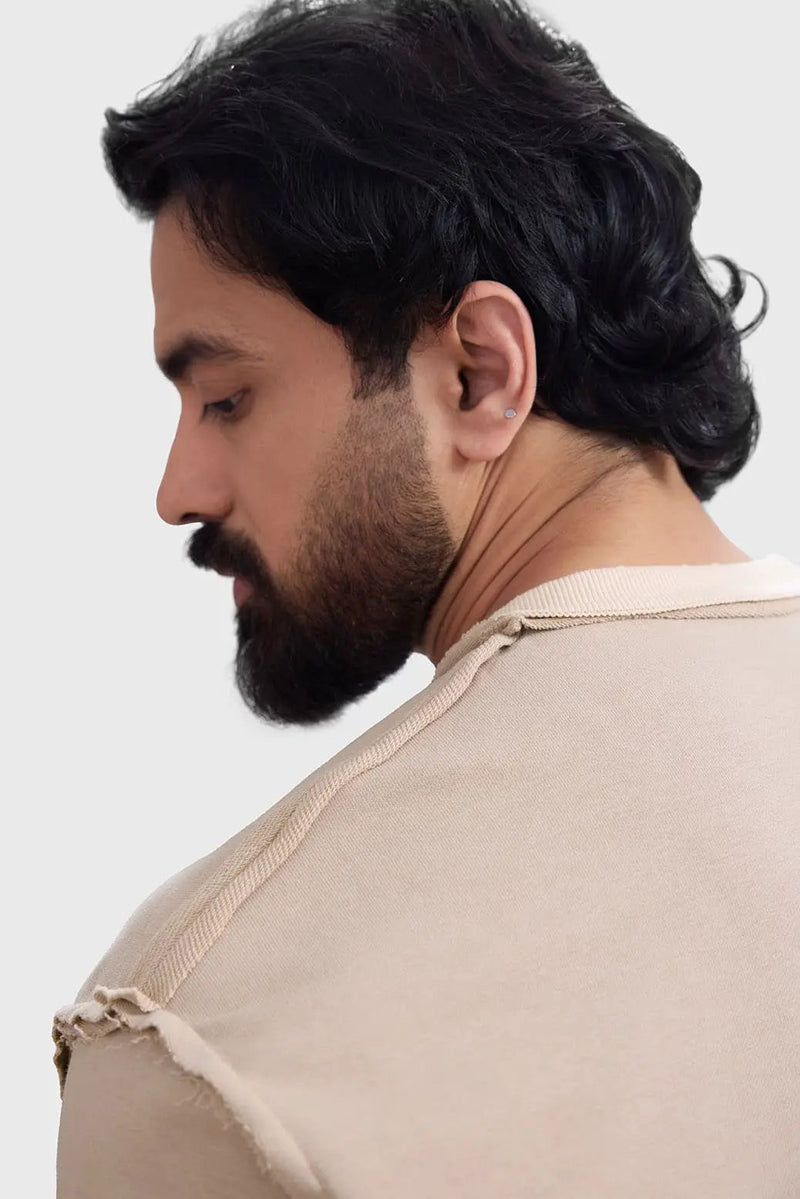 Shell Raw Sweatshirt Beige by Fuaark Nz
