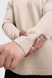 Shell Raw Sweatshirt Beige by Fuaark Nz