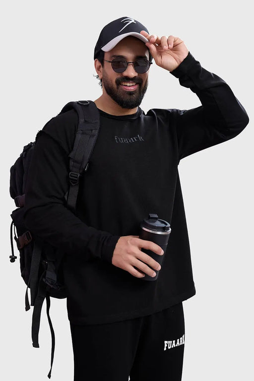 Shell Raw Sweatshirt Black by Fuaark Nz