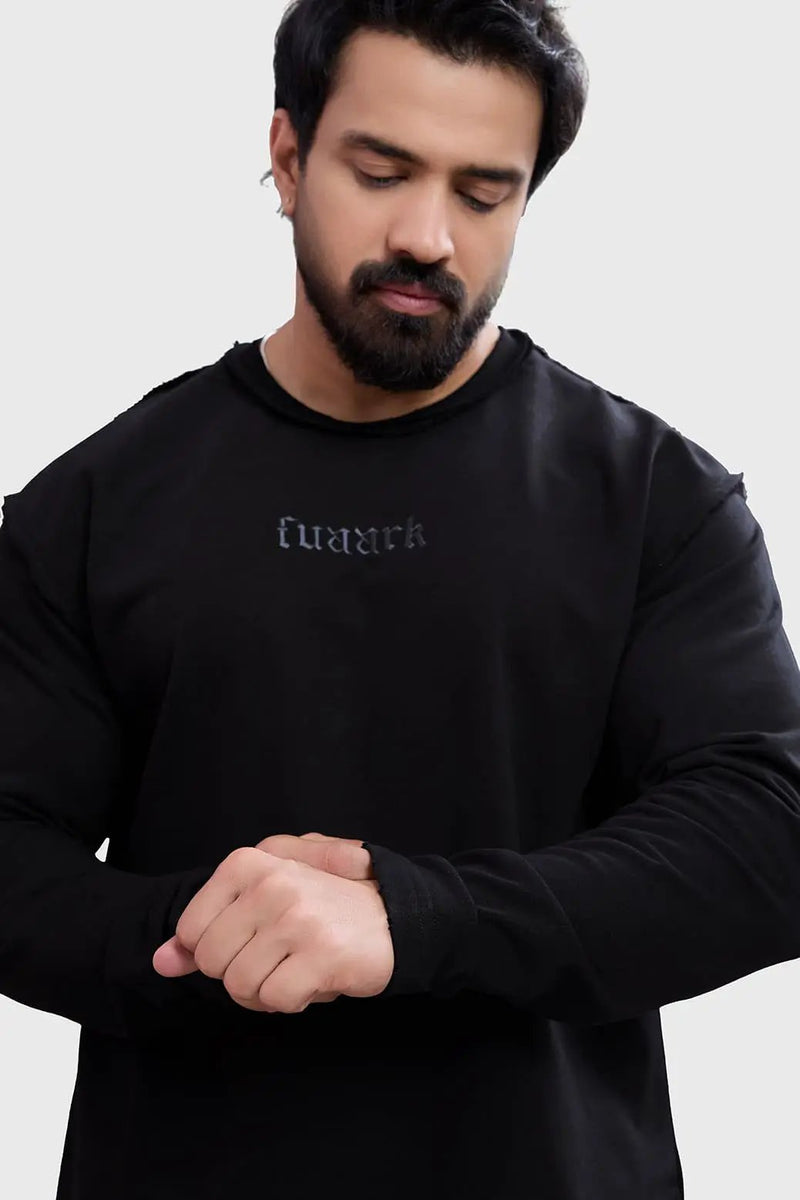 Shell Raw Sweatshirt Black by Fuaark Nz