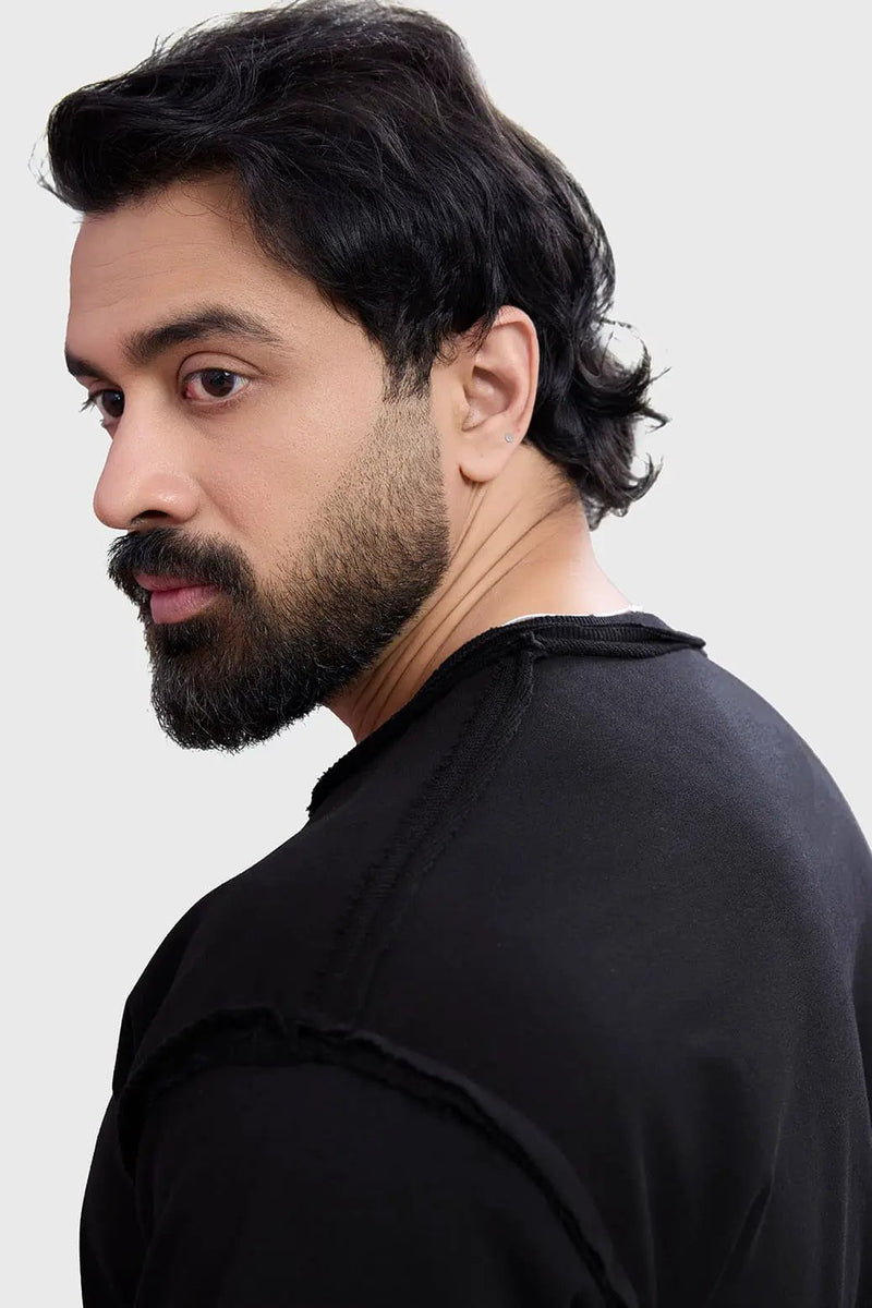 Shell Raw Sweatshirt Black by Fuaark Nz