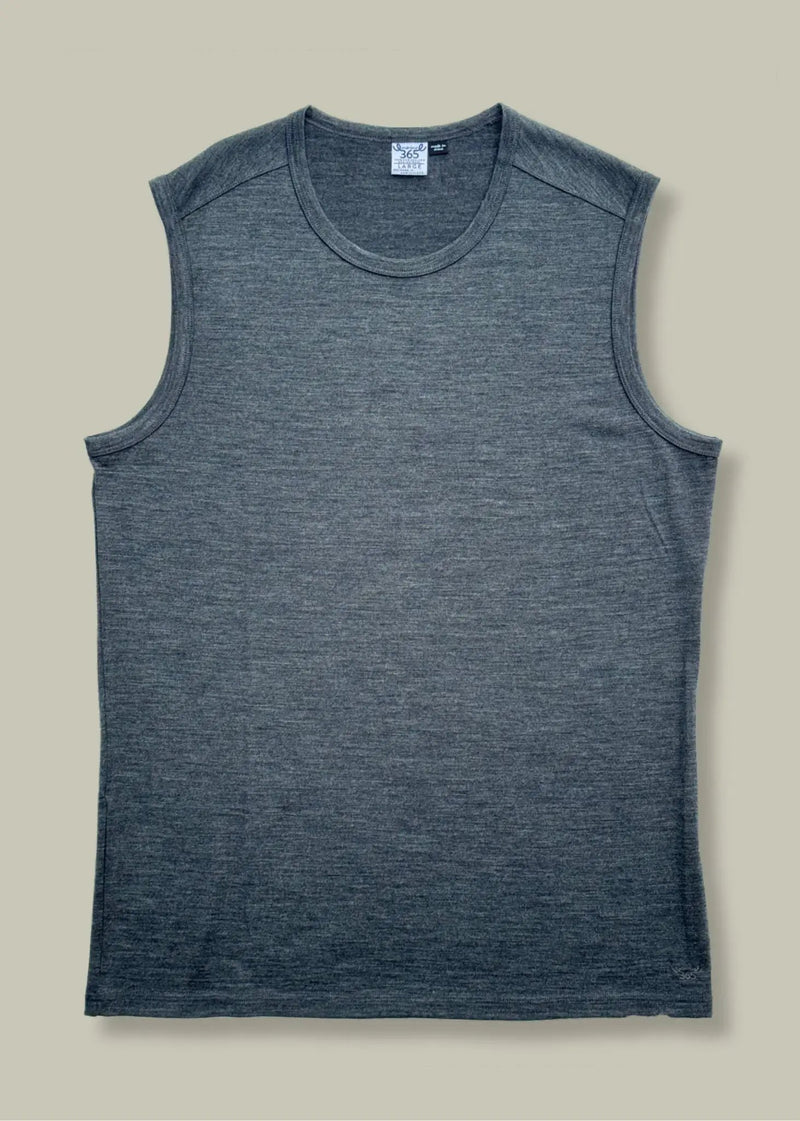 Men's Garage Tank Top - 100% Merino Wool, Slate Grey by Merino 365 NZ