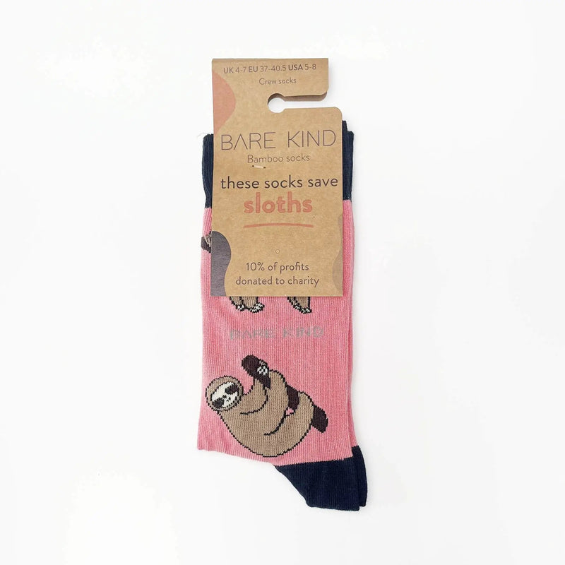 Save the Sloths Bamboo Socks by Barekind NZ