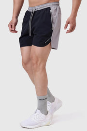 Snap Colourblock Shorts Black by Fuaark Nz
