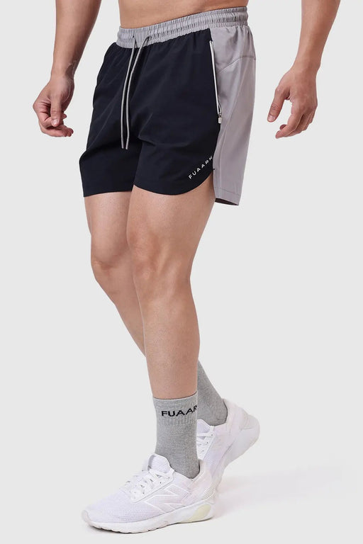 Snap Colourblock Shorts Black by Fuaark Nz