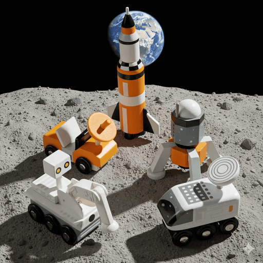Curious Moonbeam Pretend Play Wooden Space Voyager Vehicle Set - Tender Leaf Toys | Wooden Rocket NZ Wooden Space Voyager Vehicle Set - Tender Leaf Toys | Wooden Rocket NZ