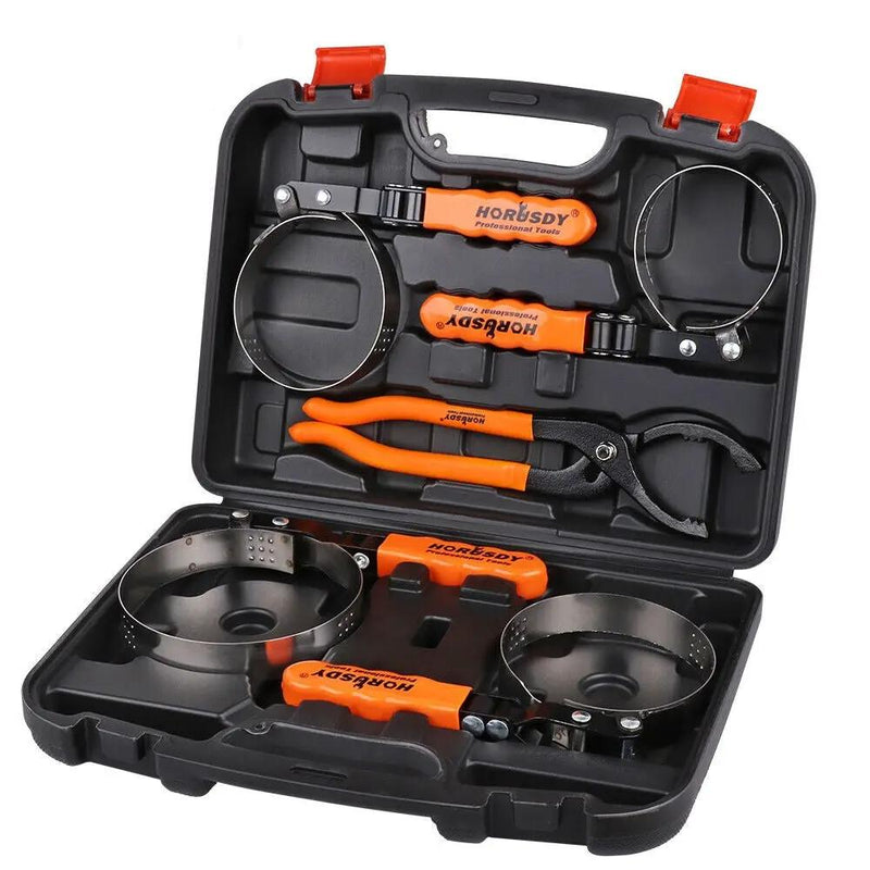 5Pc Oil Filter Wrench Set Swivel Grip Steel Belt Spanner Universal Filter Remove by salelink.co.nz