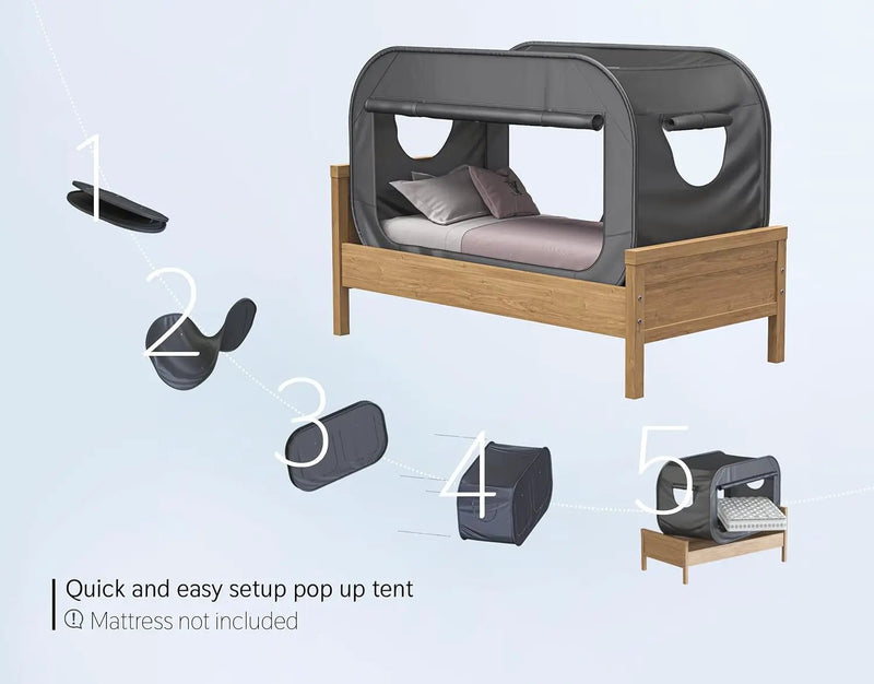 Pop Up Bed Tent Bed Canopy Shelter Cabin Indoor Privacy by salelink.co.nz
