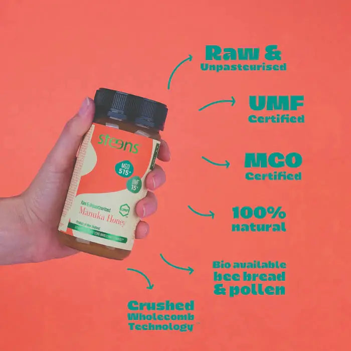 UMF 15+ (MGO 515) Raw Mānuka Honey 500g by Steens