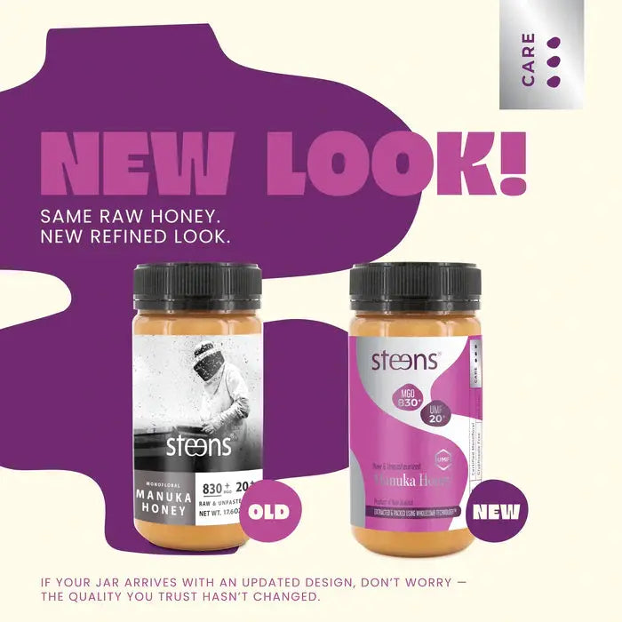 UMF 20+ (MGO 830) Raw Mānuka Honey 500g by Steens