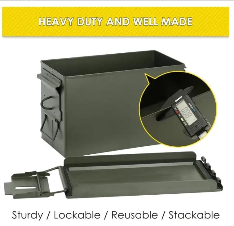 g8buynz Military-Style Metal Storage Box with Locking Latches Military-Style Metal Storage Box with Locking Latches