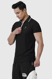 Stride Polo T-shirt Black by Fuaark Nz