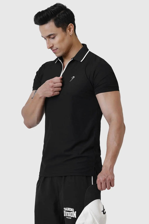 Stride Polo T-shirt Black by Fuaark Nz