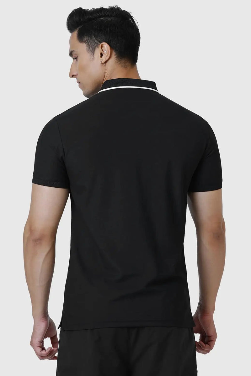 Stride Polo T-shirt Black by Fuaark Nz